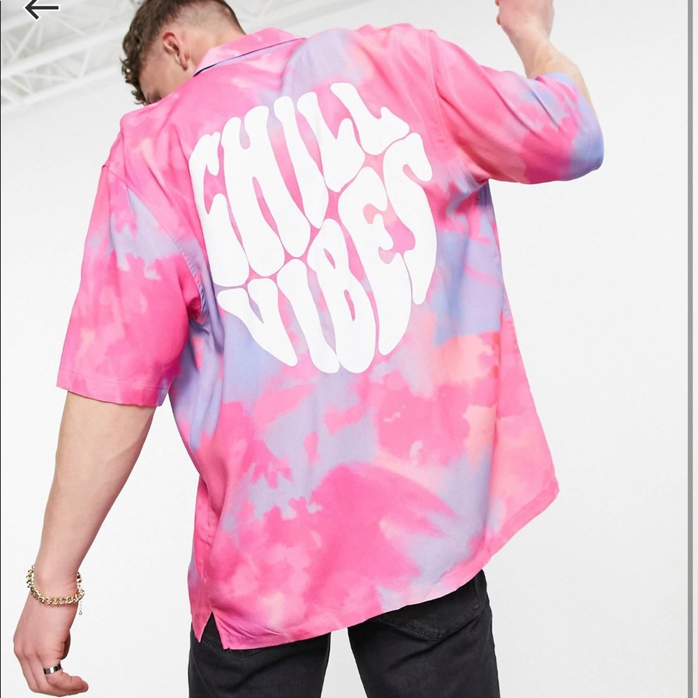 Bershka chill vibes shirt in tie die